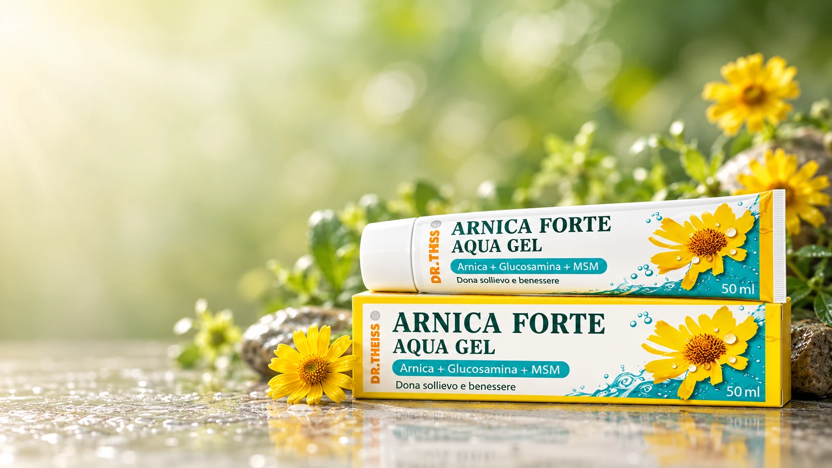 Arnica Forte Aqua Gel Dr. Theiss, tubo e astuccio da 50 ml