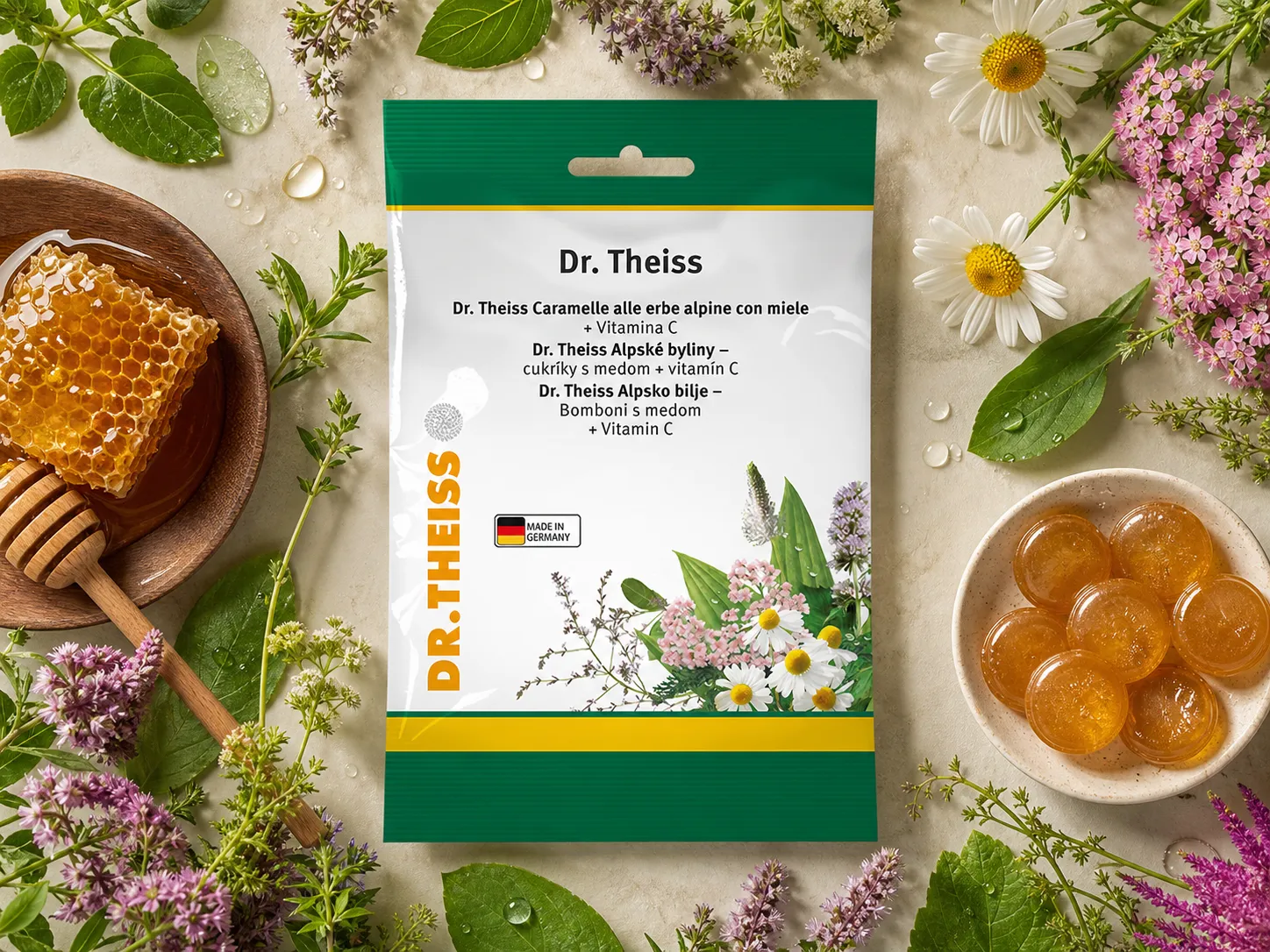 Come si usa Dr. Theiss Caramelle alle erbe alpine con miele + Vitamina C